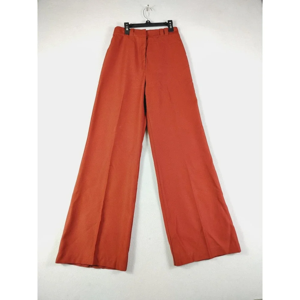 Vintage Mallory Of Dallas Pants Womens 11 Rust Red Orange Wide Leg High Rise 70s